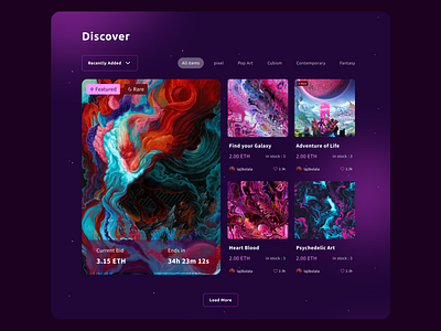 Discover Section for NFT Web Landing Page