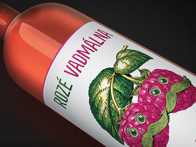 Wild Raspberry Rosé / GIK wine label creative graphic design illustration label raspberry rose rosé wild wine wine label