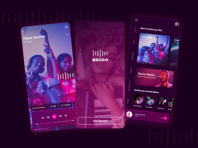 Music Player . Musico - Mobile APP app app design application dark app dark ui design digital minimal music music app music player ux uxui