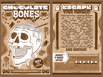 Chocolate Bones bones cereal cereal box icon illustration packaging skeleton skeletons skull type
