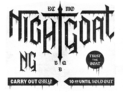Night Goat BBQ bbq black metal brand branding goat grunge icon illustration kansas city kc logo mark metal type typography