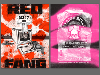 Poster Warm Up gig gig poster grunge illustration music poster red fang sleigh bells texture