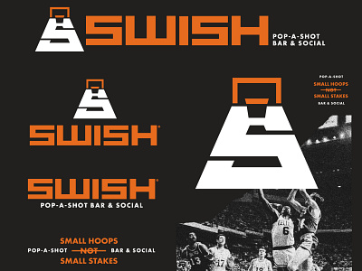 SWISH / Pop-A-Shot Bar & Social bar basketball brand branding icon icons illustration logo pop a shot social swish