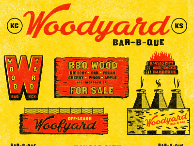 Woodyard BBQ bbq brand branding design firewood icon icons illustration kansas city kc logo wood woodyard