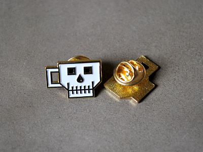 Death Before Decaf Pin coffee logo mug pin skull