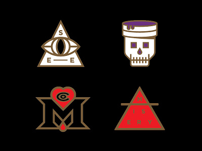 Pin Concepts logo mark misery misery loves company pin pins pyramid see skull