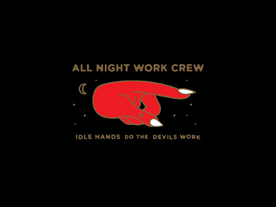 All Night Work Crew brand branding crew devil hand hands icon idle logo mark night work