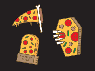 Death by Pizza Pin Ideas coffin death death by pizza grave headstone icon logo pizza pizza death scythe