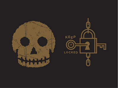 Leftovers. black gold icon key keys lock locked locks logo mark skull skulls