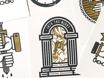 Sunday Risograph Prints black chain gate gold hand icon icons print riso risograph stair