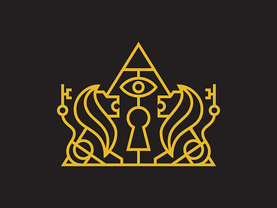 Secret Society Logo badge brand branding design eye gold icon key lion logo mystery mystic secret society society