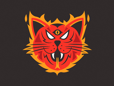 Hellcats cat cats eye fire flame flames hell cat illustration logo