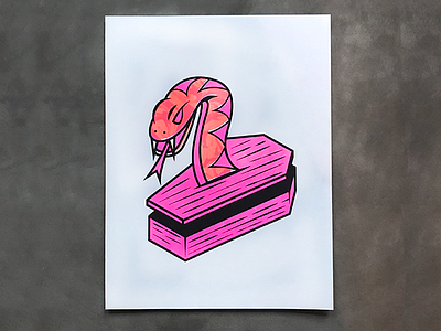 Coffin Snake Risograph coffin coffin snake icon neon orange pink print riso risograph risoprint snake