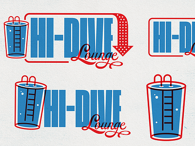 Hi-Dive Lounge badge bar beer beer art brand branding diving board hi dive icons illustration logo lounge mark monogram pool type typogaphy