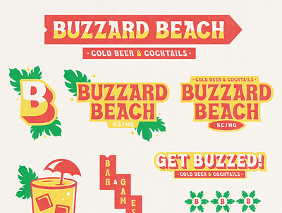 Buzzard Beach badge bar beach brand branding dive bar icon icons illustration kansas city kc logo mark tropical