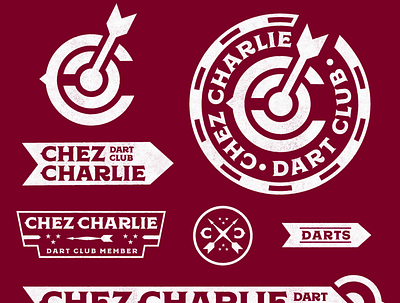 Chez Charlie Dart Club badge bar brand branding dart dart club darts icon icons illustration logo mark monogram type typography