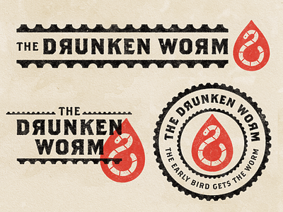 The Drunken Worm badge bar brand branding drunk icon icons illustration kansas city kc logo mark worm
