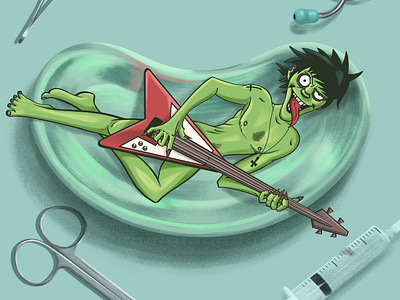 Gorillaz for the NHS artwork conceptual editorial good news gorillaz illustration medic murdoc music nhs surgery