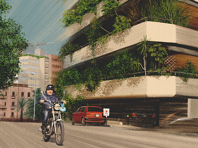 Breathing Buildings artwork beirut bike city drawing illustration nature street travel urban