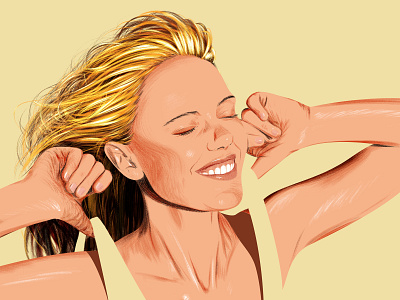 Frida artwork blonde brush drawing feminime hair illustration negative space photoshop portrait sun traditional