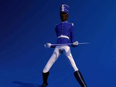 Guard 3d anatomy artwork blue cinema 4d guard human military portrait sculpting stance sword uniform