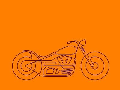 Bobber artwork bike continuous line design drawing illustration minimal motor motorcycle one line orange poster vector