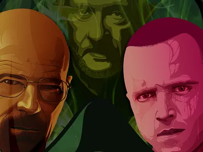 Breaking Bad actor amc anatomy artwork design drawing gas heisenberg illustration mask mike photoshop pinkman portrait poster series toxic tv vector walter white