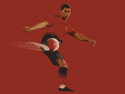 Rashford anatomy artwork ball brush design drawing football illustration machester manutd negative space photoshop player portrait poster red soccer striker