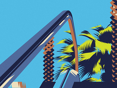 Ascension1 artwork barcelona design drawing escalator illustration mediteranean palmtree poster subway vector