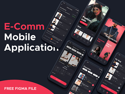 FREE | E-Comm Mobile Application Dark Version