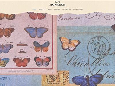 Monarch Cafe website homepage cafe monarch restaurant web design website