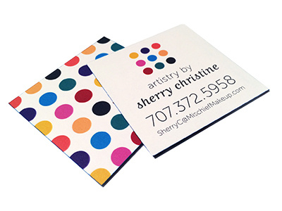 Artistry by Sherry Christine Business Card branding business card collateral colorful colors design identity makeup modern palette square