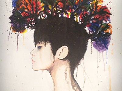 Tree Punk colors concept original paint painting punk tree watercolor woman