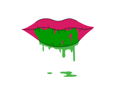 Slime Waster branding drool green gross lips logo mouth pink slime weird