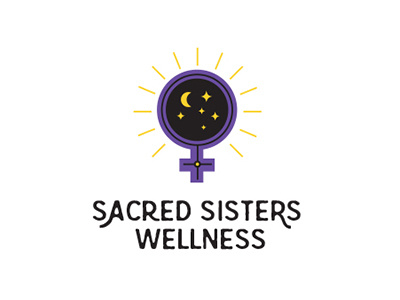 Sacred Sisters Wellness logo astrology branding fate female feminist logo moon psychic sacred sisterhood stars women