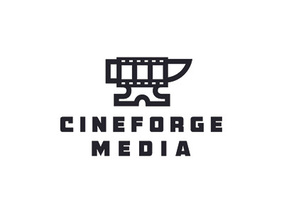 Cineforge Media anvil branding cinema film forge logo media movie