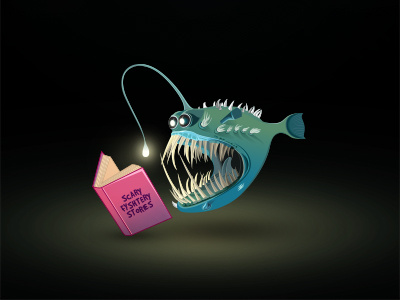 What angler fish actually do angler fish bookworm fish illustrator ocean reading vector