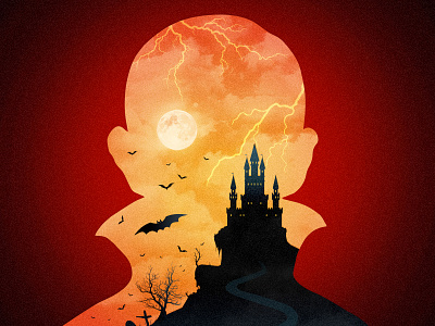 Count Dracula 1931 bats castle count dracula halloween horror lightning monster moon movies silhouette vector