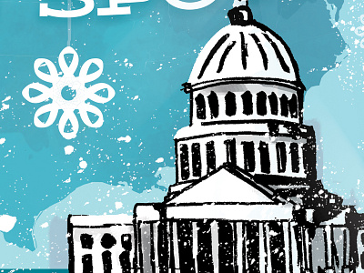 Snowy Capitol hand drawn illustration washington dc