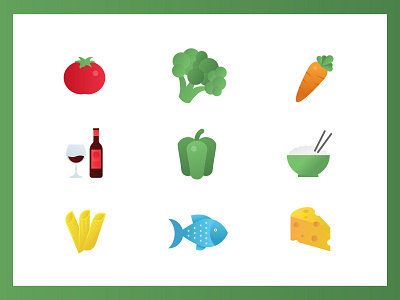 Food icons flat set