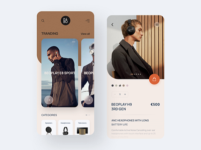 Bang & Olufsen App app application cards clean concept headphone inspiration layout minimal mobile app design mobile ux ui music product shop trend ui uidesign ux web design