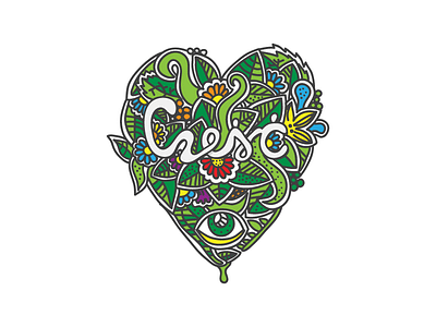 Leafy Heart czesc drawing flower green hand hello leaf lettering