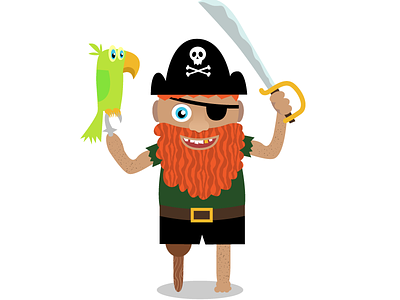 Pirate beard cripple golden tooth jolly roger kids parrot pirat redbeard sword