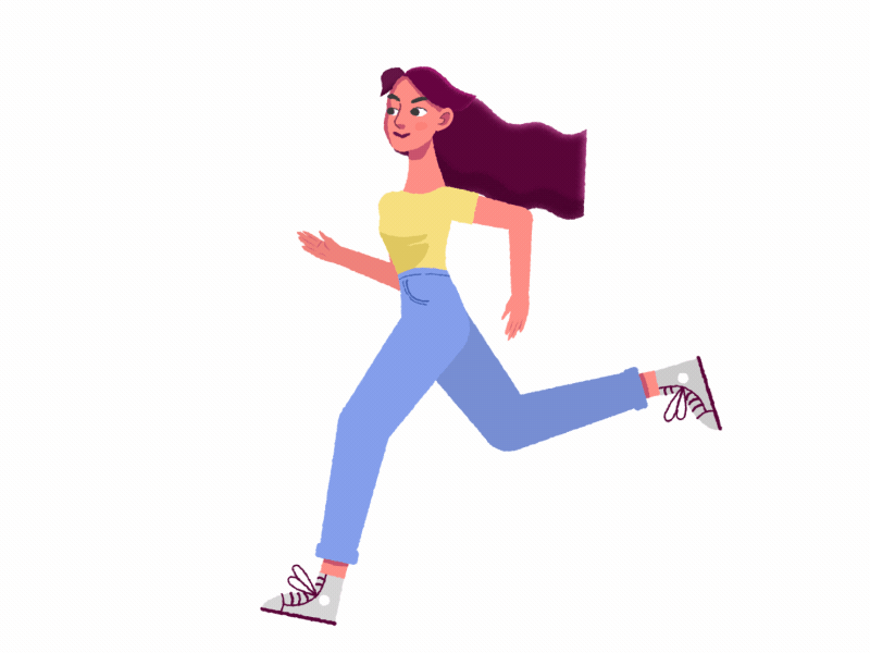 Girl run cycle after affects animation character character animation character design gif girl girl character illustration motion design rigging run run cycle self portrait self portrait