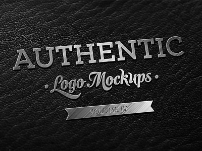 PSD Freebie - Metallic Finish on Dark Leather Logo Mockup