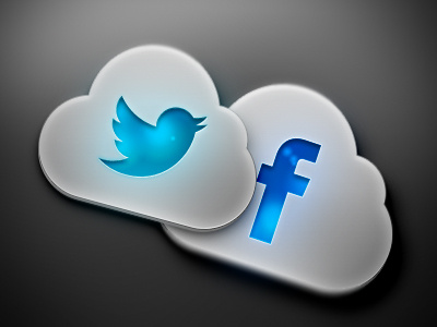 Social Cloud Icons cloud facebook highlight icon light metalic social twitter