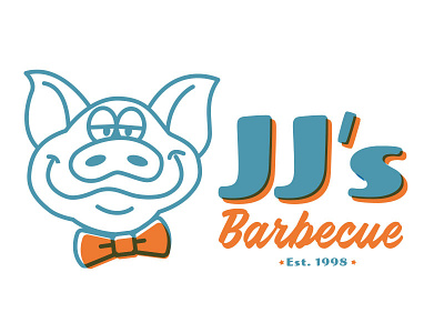 JJ's Barbecue Brand Refresh barbecue bbq illustration logo offset pig type vintage