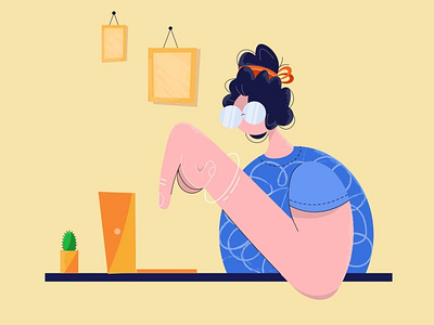 Work at home characterdesign illustration vector
