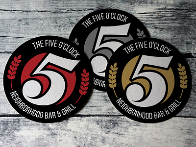 Logo Design - The Five O'Clock Neighborhood Bar & Grill bar branding design illustration logo