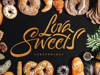 Lova Sweets brushpen calligraphy food handwriting lettering logo logotype personal logo typography